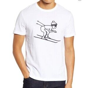 French Connection 100% Cotton Embroidered Skier Short Sleeve T-Shirt
